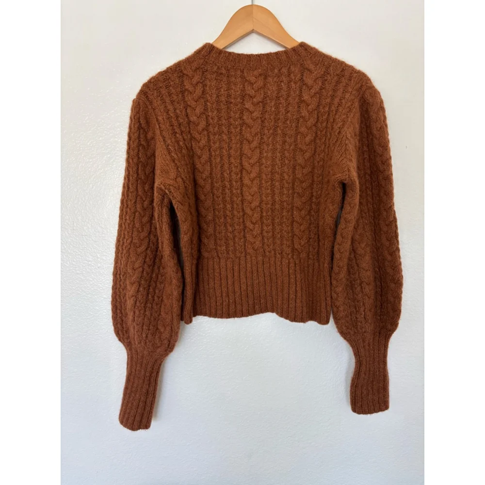 DOEN Cable Knit Sweater Brown Size M - Picture 11 of 12